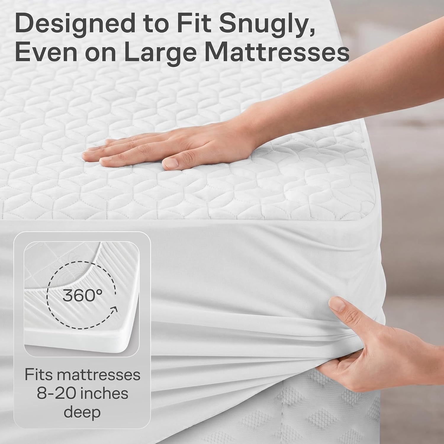 image:image100 Waterproof Twin Mattress Protector 360 Pad Protection Against Spills Stains amp Accidents for Parents amp Pet Owners Noiseless amp Cooling Viscose Made from Bamboo WhiteWhite