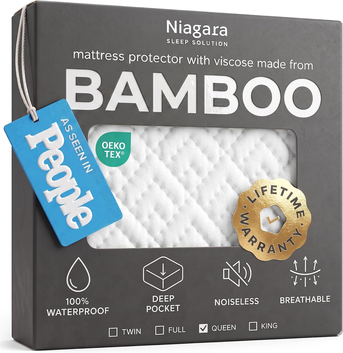 image:image100 Waterproof Twin Mattress Protector 360 Pad Protection Against Spills Stains amp Accidents for Parents amp Pet Owners Noiseless amp Cooling Viscose Made from Bamboo WhiteWhite