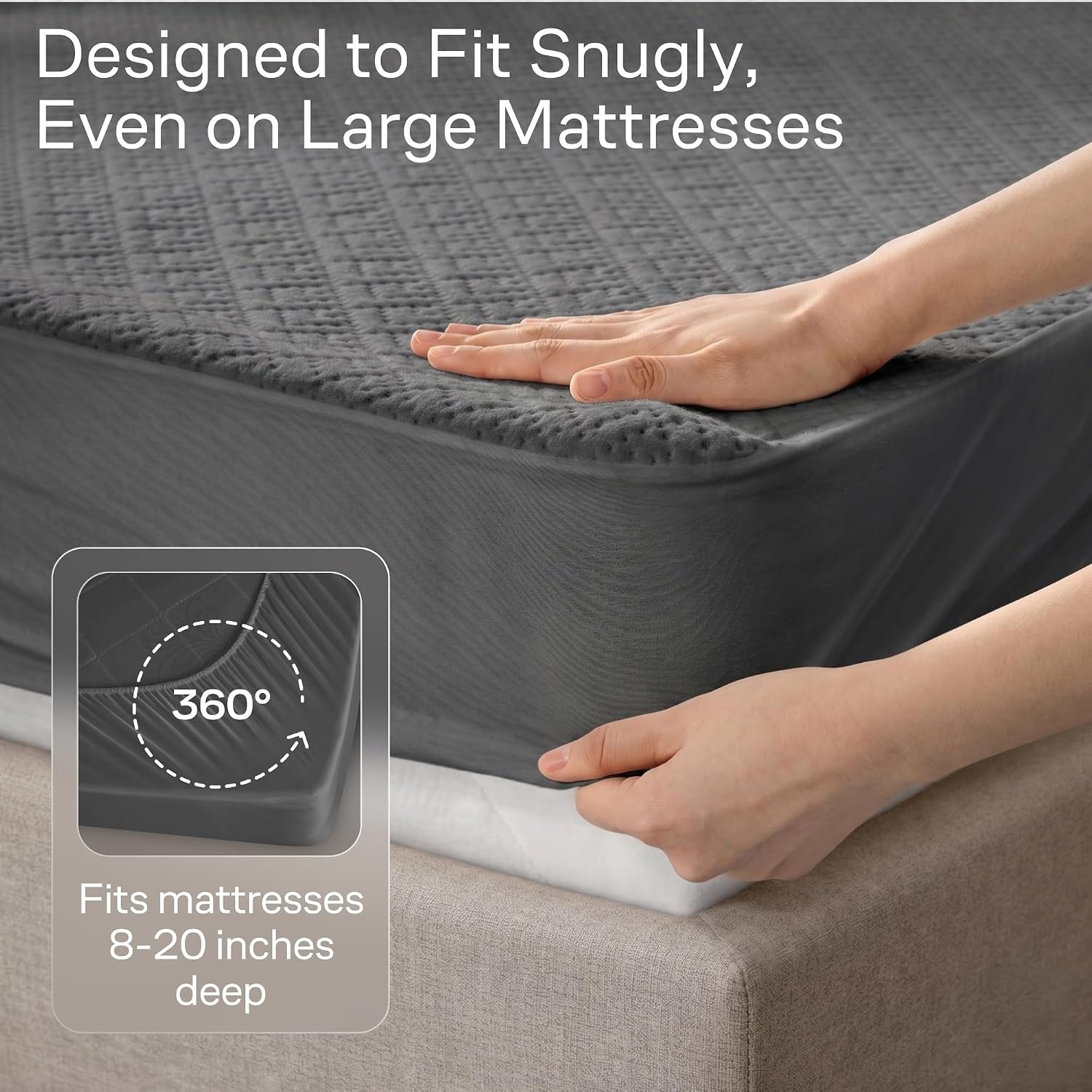 image:image100 Waterproof Twin Mattress Protector 360 Pad Protection Against Spills Stains amp Accidents for Parents amp Pet Owners Noiseless amp Cooling Viscose Made from Bamboo WhiteGray
