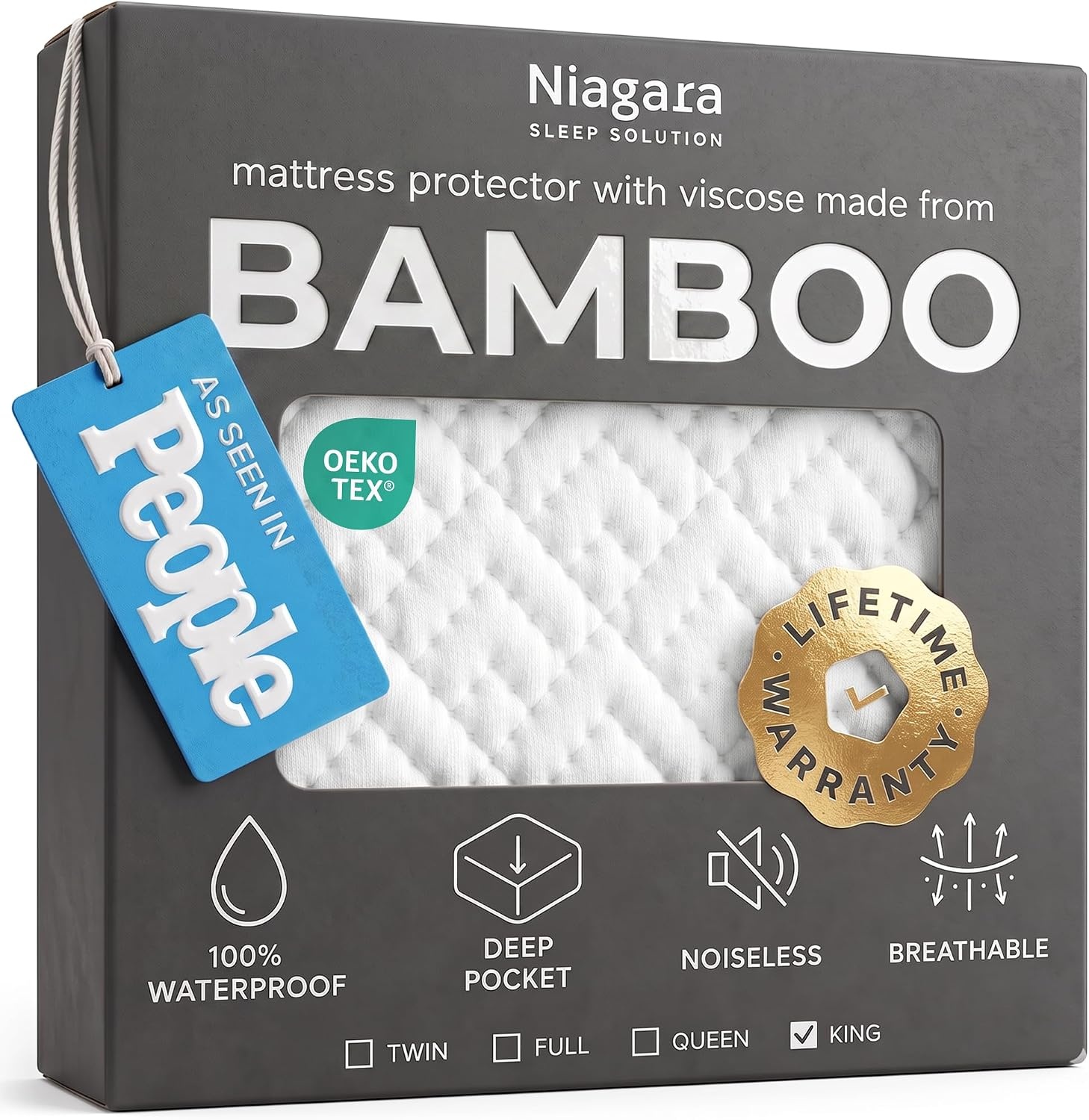 image:image100 Waterproof Twin Mattress Protector 360 Pad Protection Against Spills Stains amp Accidents for Parents amp Pet Owners Noiseless amp Cooling Viscose Made from Bamboo WhiteWhite