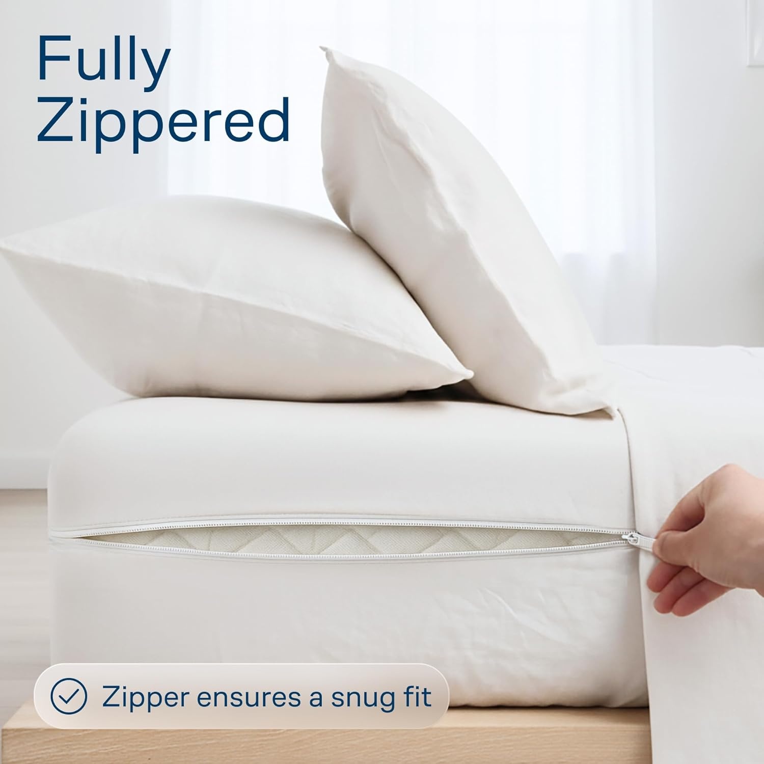 image:imageNiagara Waterproof 360 Protection Zippered Mattress Pad Queen 60x80 Non Noisy Cooling Breathable Ultra Plush Protector Absorbent Extra Deep Fits 20 Inches Deep MattressWhite