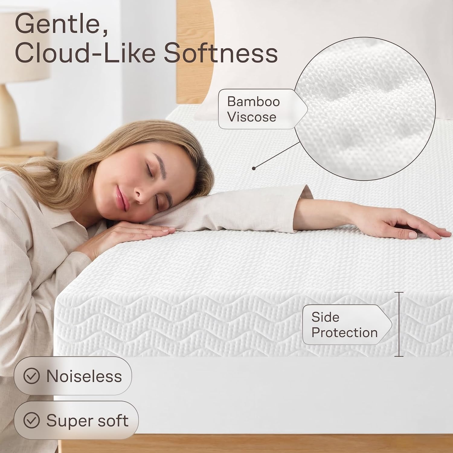 image:imageNiagara Waterproof 360 Protection Zippered Mattress Pad Queen 60x80 Non Noisy Cooling Breathable Ultra Plush Protector Absorbent Extra Deep Fits 20 Inches Deep MattressWhite Waves