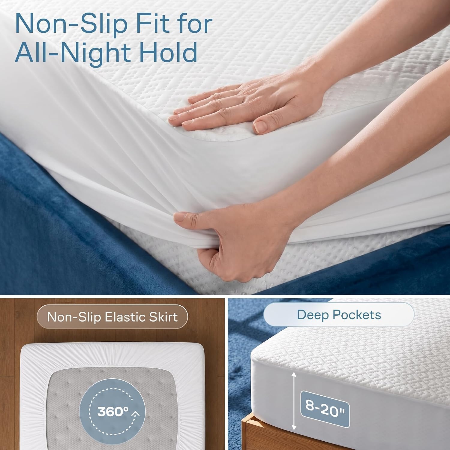 image:imageNiagara Waterproof Mattress Protector Twin 39x75 Cover Deep Pocket Breathable Noiseless 820Inches Bed Smooth Jersey Mattress Pad Cover Fully Ultra Thin PolyesterWhite