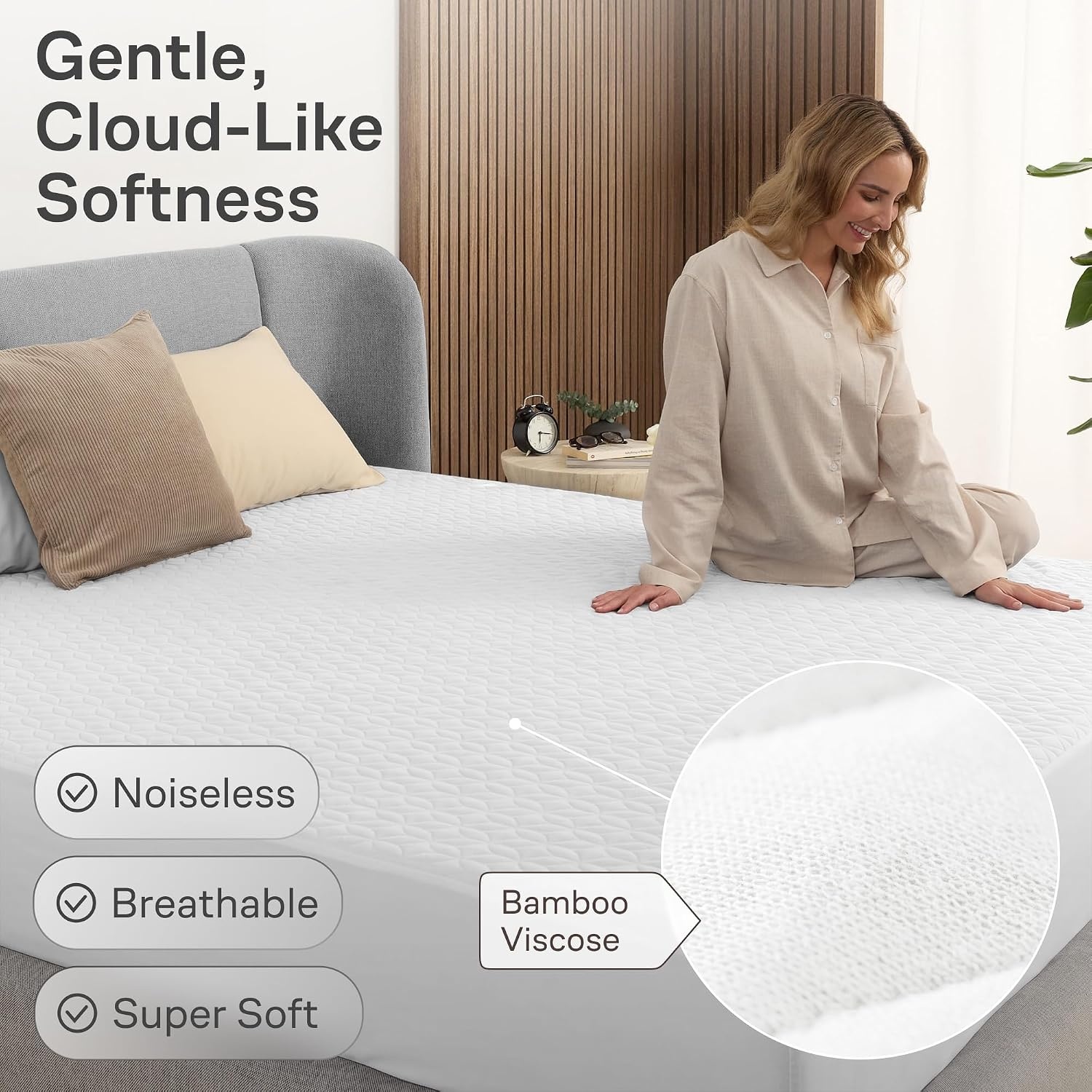 image:imageNiagara Waterproof Mattress Protector Twin 39x75 Cover Deep Pocket Breathable Noiseless 820Inches Bed Smooth Jersey Mattress Pad Cover Fully Ultra Thin PolyesterWhite