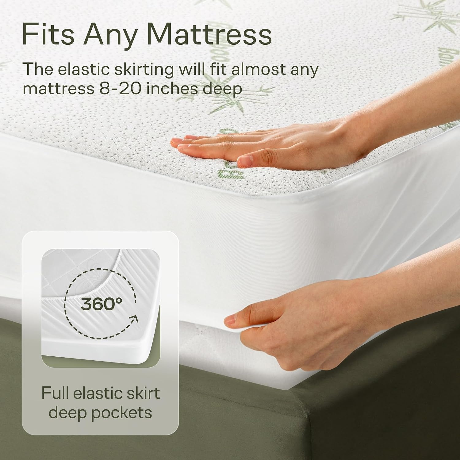 image:imageNiagara Waterproof Mattress Protector Twin 39x75 Cover Deep Pocket Breathable Noiseless 820Inches Bed Smooth Jersey Mattress Pad Cover Fully Ultra Thin PolyesterGreen