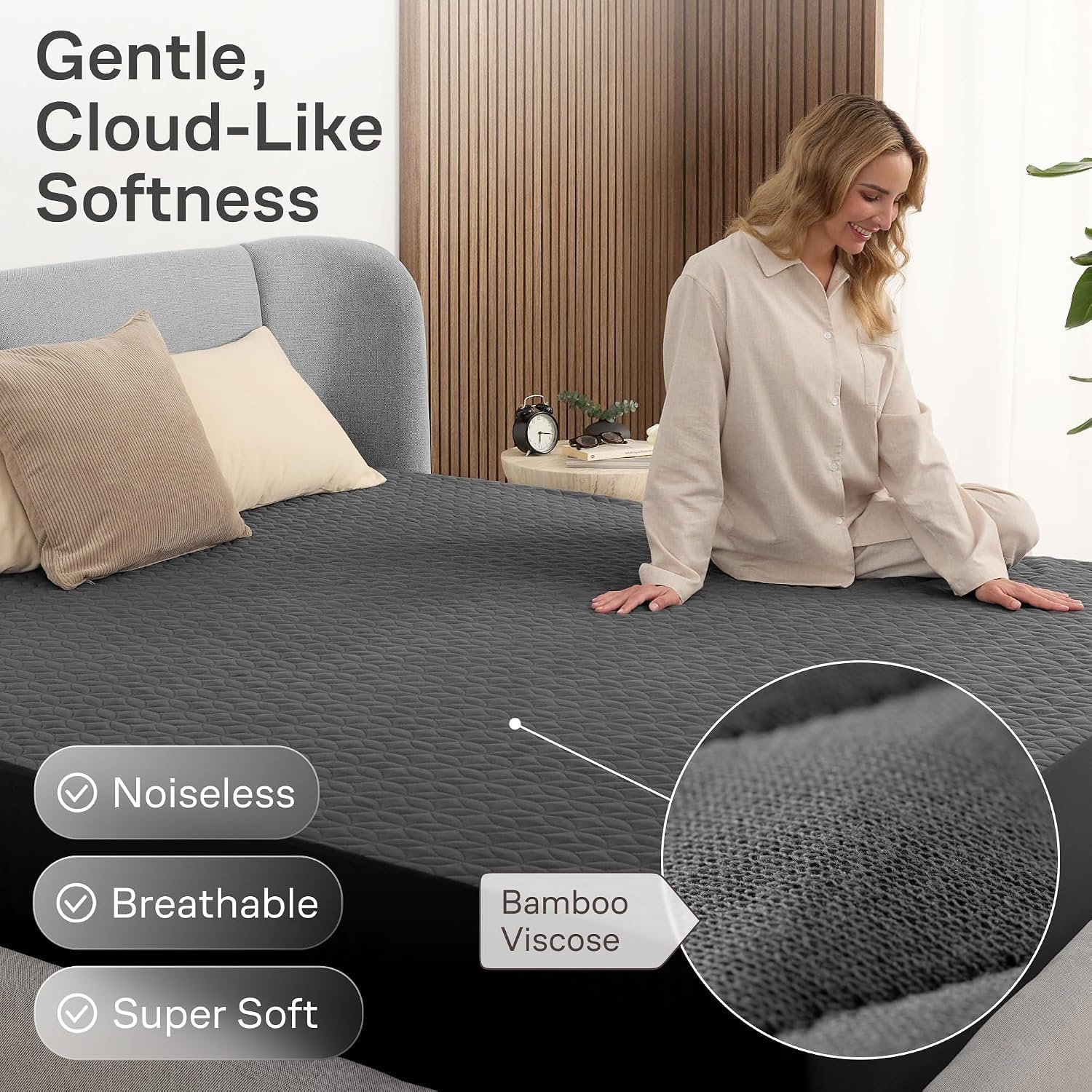 image:imageNiagara Waterproof Mattress Protector Twin 39x75 Cover Deep Pocket Breathable Noiseless 820Inches Bed Smooth Jersey Mattress Pad Cover Fully Ultra Thin PolyesterGray