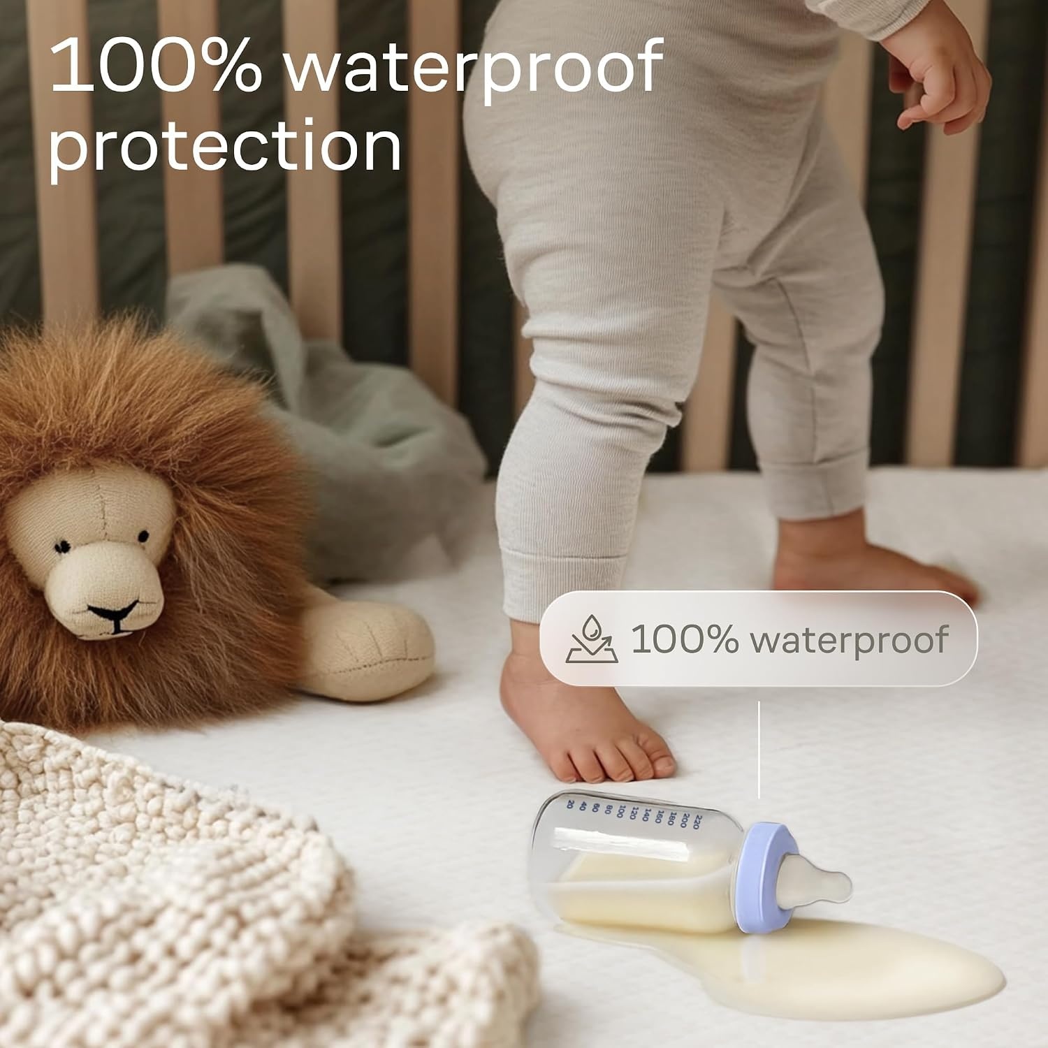 image:imageNiagara Waterproof Mattress Protector Twin 39x75 Cover Deep Pocket Breathable Noiseless 820Inches Bed Smooth Jersey Mattress Pad Cover Fully Ultra Thin PolyesterWhiteGray
