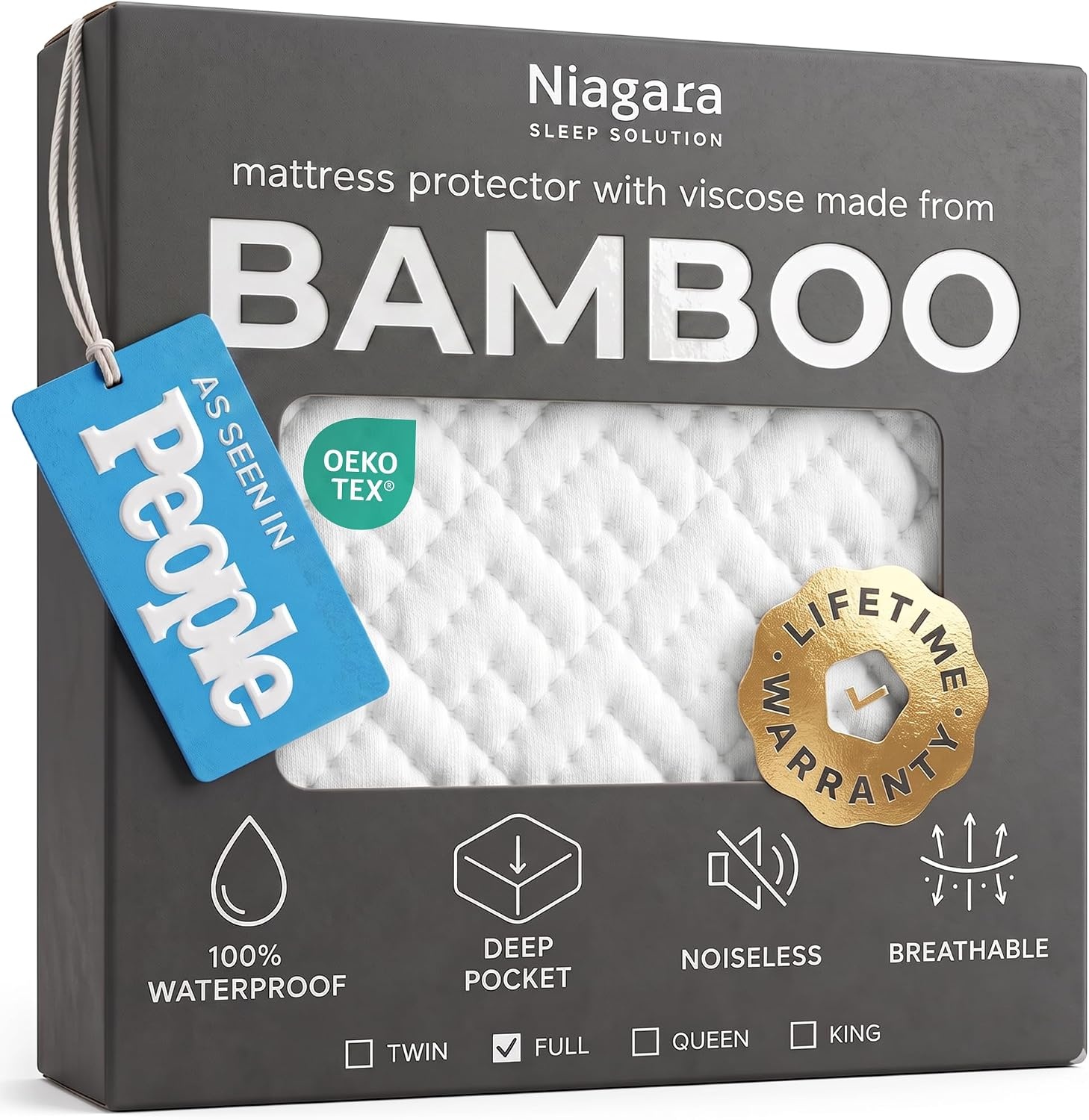 image:imageNiagara Waterproof Mattress Protector Twin 39x75 Cover Deep Pocket Breathable Noiseless 820Inches Bed Smooth Jersey Mattress Pad Cover Fully Ultra Thin PolyesterWhite