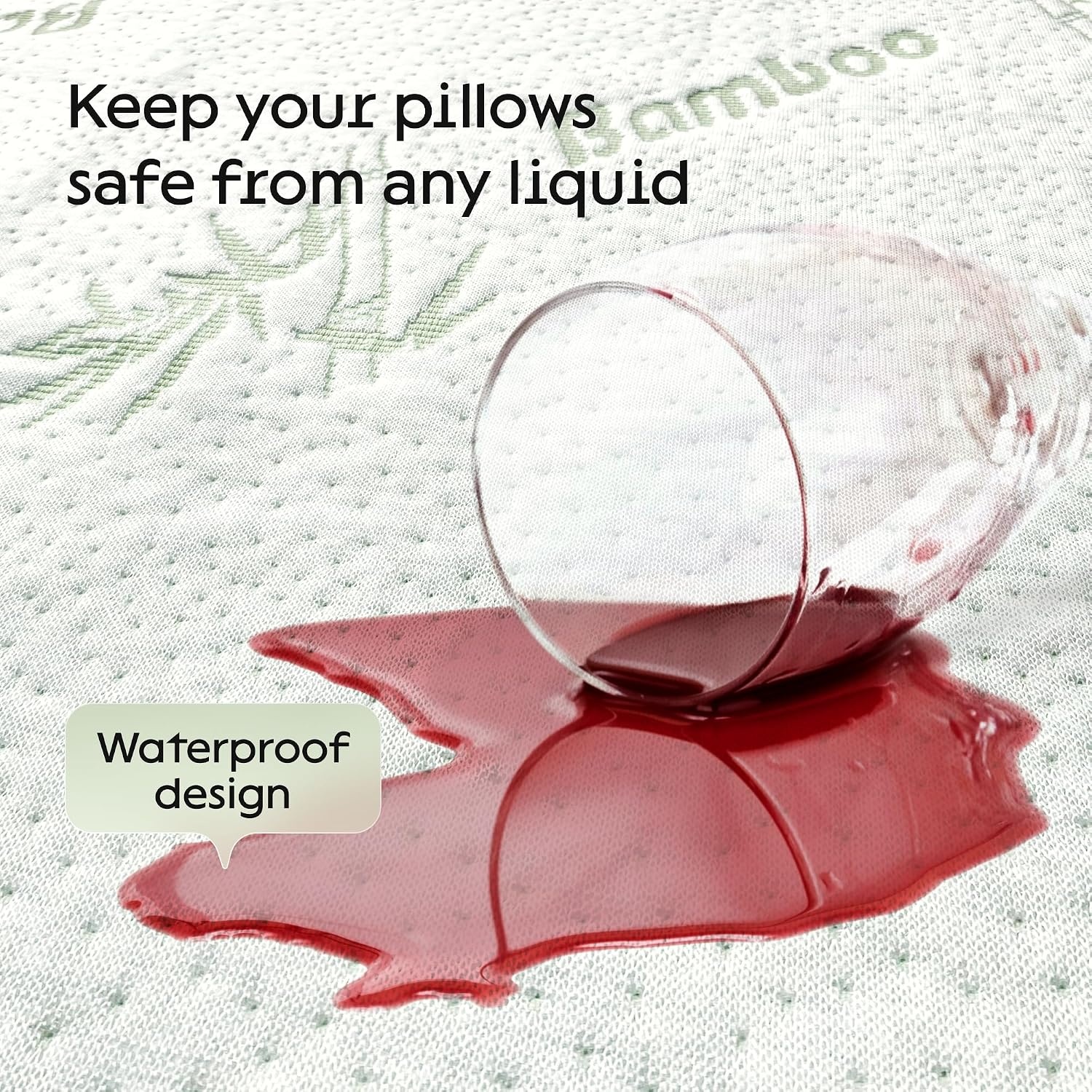 image:image100 Waterproof Pillow Protectors Queen 20x30 Pair Zippered Pillow Case Pillow Cover Guaranteed Noiseless Pad Ultra Plush Absorbent Viscose Made from Bamboo Green 2 PackGreen
