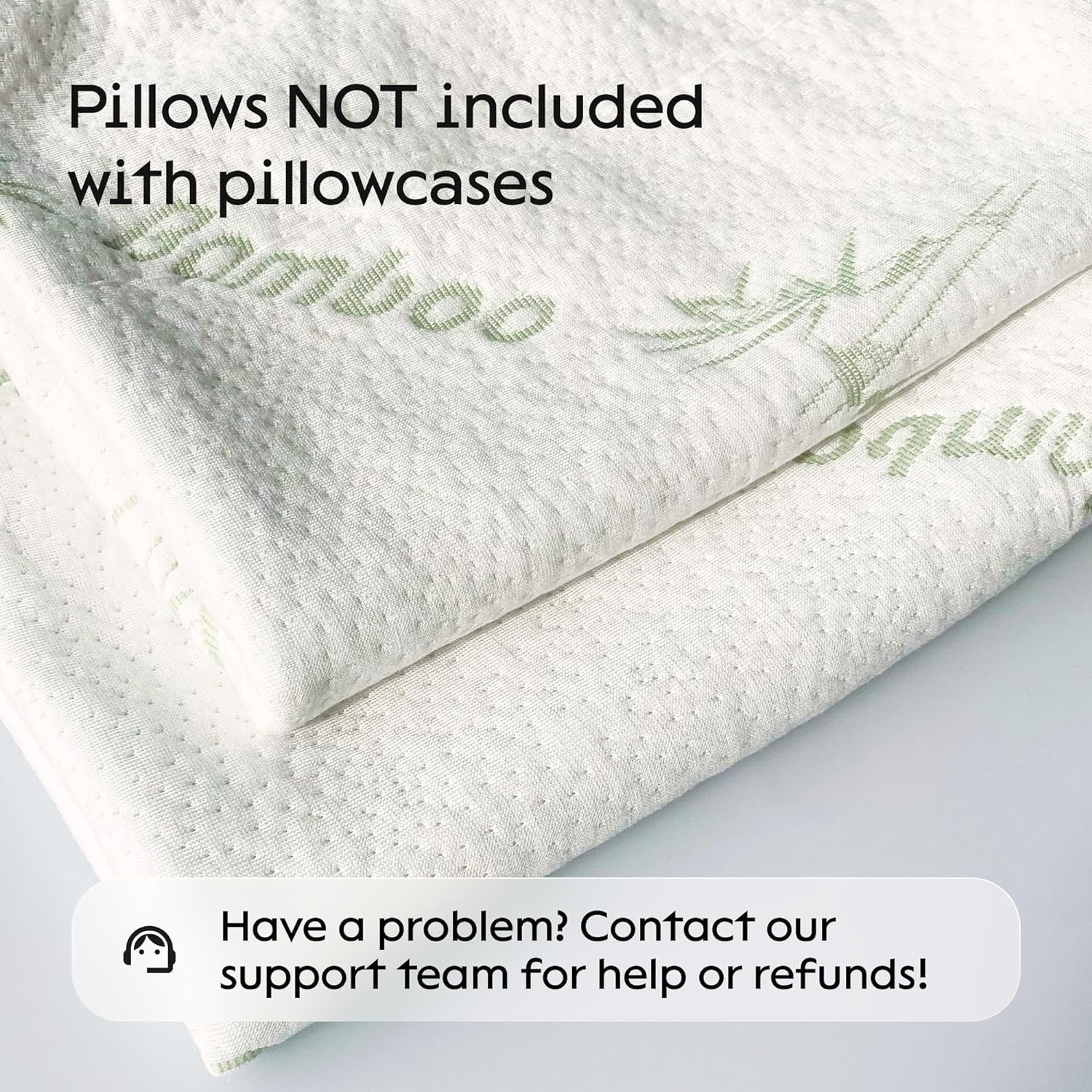 image:image100 Waterproof Pillow Protectors Queen 20x30 Pair Zippered Pillow Case Pillow Cover Guaranteed Noiseless Pad Ultra Plush Absorbent Viscose Made from Bamboo Green 2 PackGreen