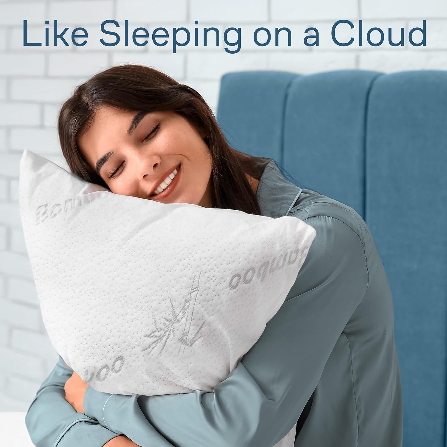 image:image100 Waterproof Pillow Protectors Queen 20x30 Pair Zippered Pillow Case Pillow Cover Guaranteed Noiseless Pad Ultra Plush Absorbent Viscose Made from Bamboo Green 2 PackWhite