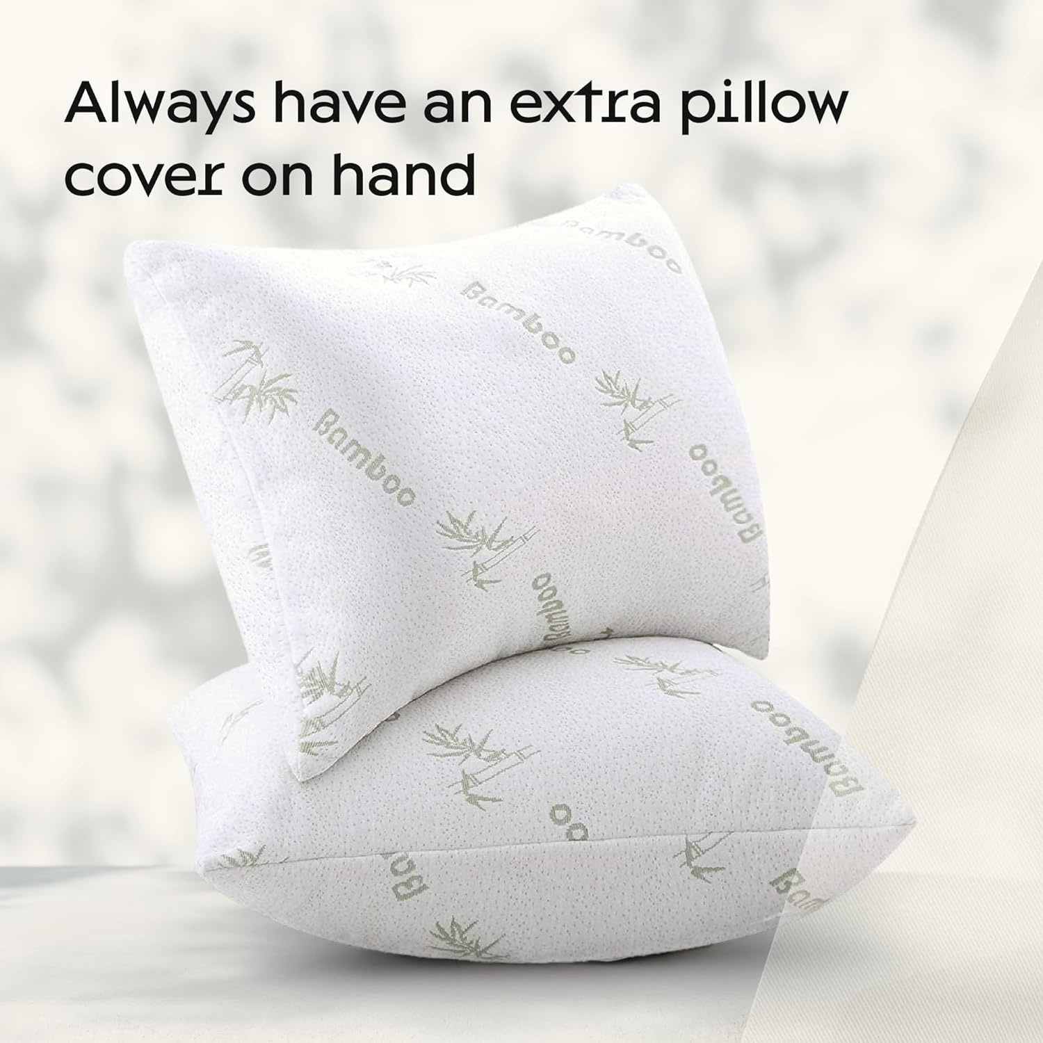 image:image100 Waterproof Pillow Protectors Queen 20x30 Pair Zippered Pillow Case Pillow Cover Guaranteed Noiseless Pad Ultra Plush Absorbent Viscose Made from Bamboo Green 2 PackGreen