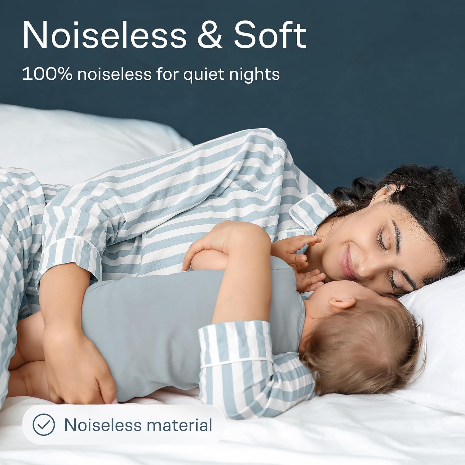 image:image100 Waterproof Pillow Protectors Queen 20x30 Pair Zippered Pillow Case Pillow Cover Guaranteed Noiseless Pad Ultra Plush Absorbent Viscose Made from Bamboo Green 2 PackWhite