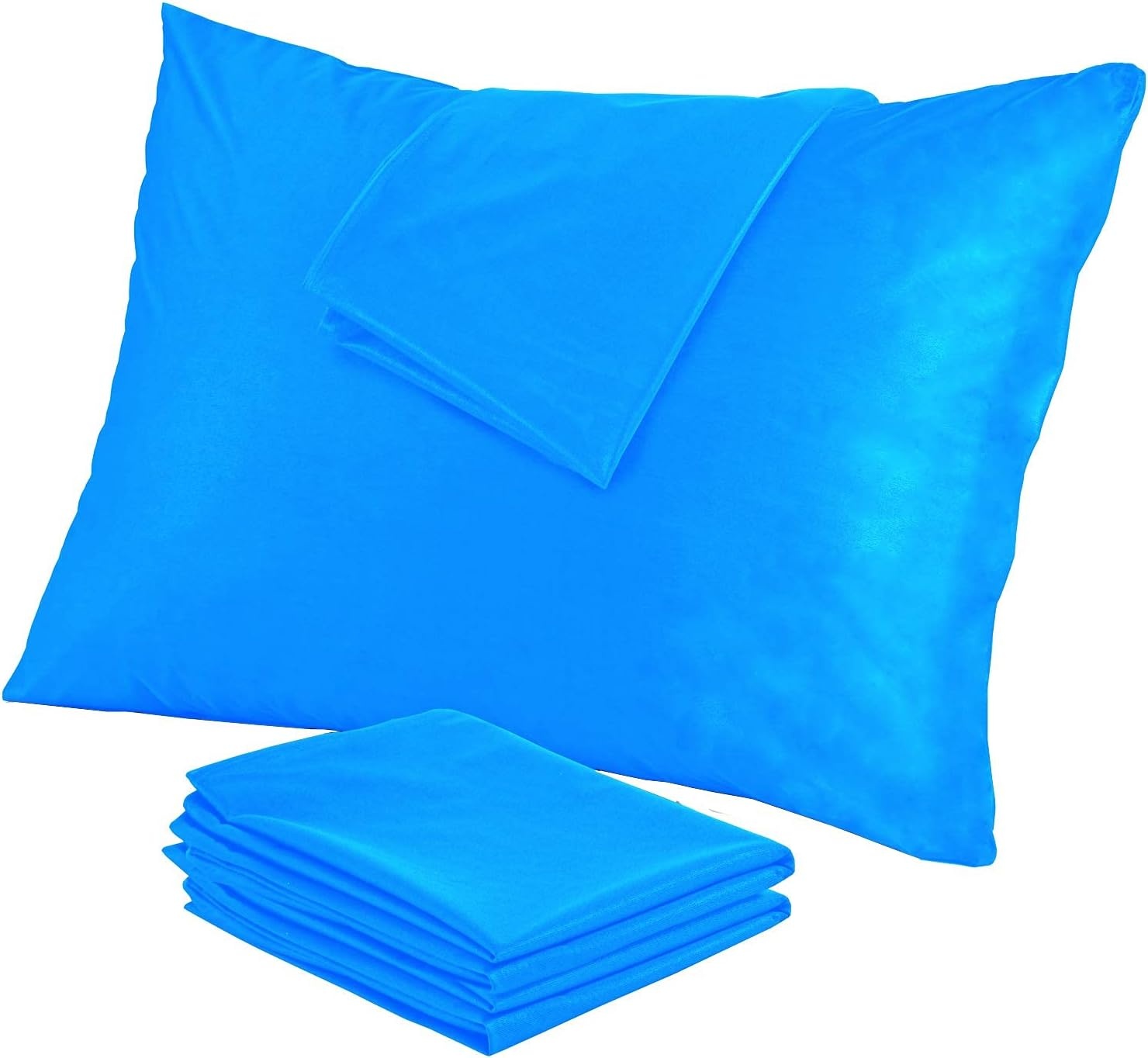 image:image4 Pack Waterproof Pillow Protectors Standard 20x26 Inches Smooth Zipper Premium Encasement Covers Quiet Cases SetGrey