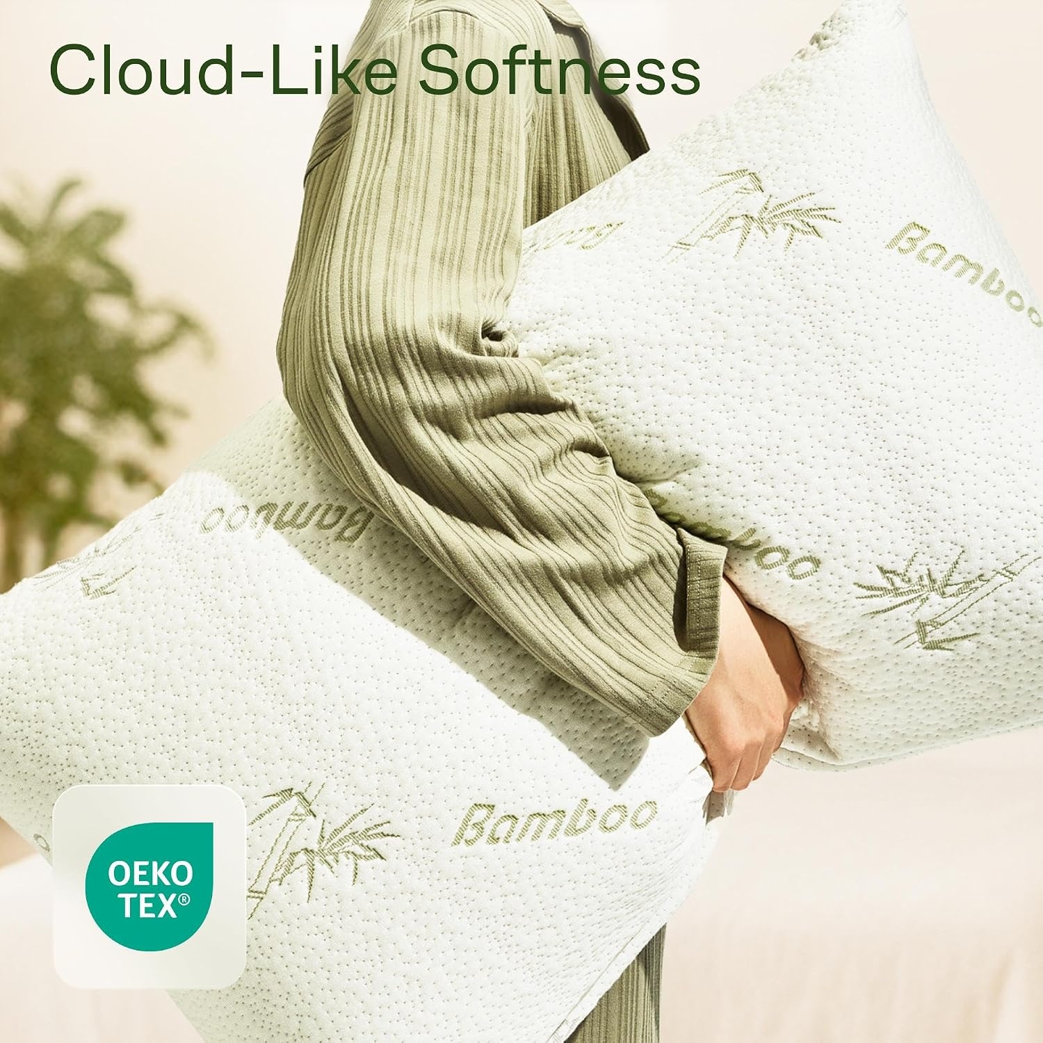 image:imageCloudLike Pillow Protectors with Zipper King Size Breathable Cooling Pillow Covers for Hot Sleeprers 100 Resistant to Stains Dust amp Dirt Green 2PackGreen