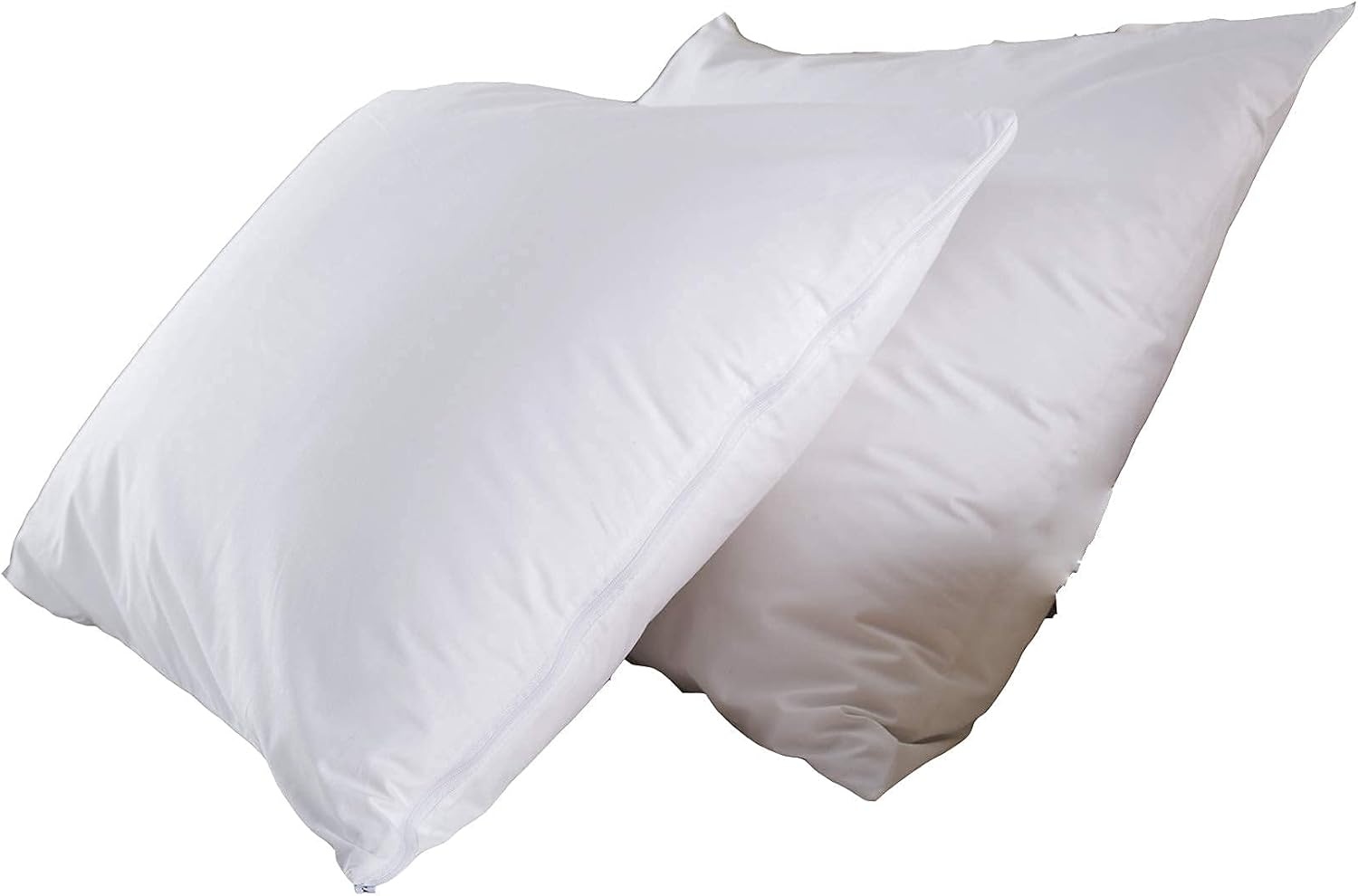 image:imageNiagara 2 Pack Queen Pillow Protectors with Zipper Premium Cotton Sateen Blend Tight Weave Lab Tested Non Noisy Zip Covers Breathable Non Crinky 20x30 InchesKing