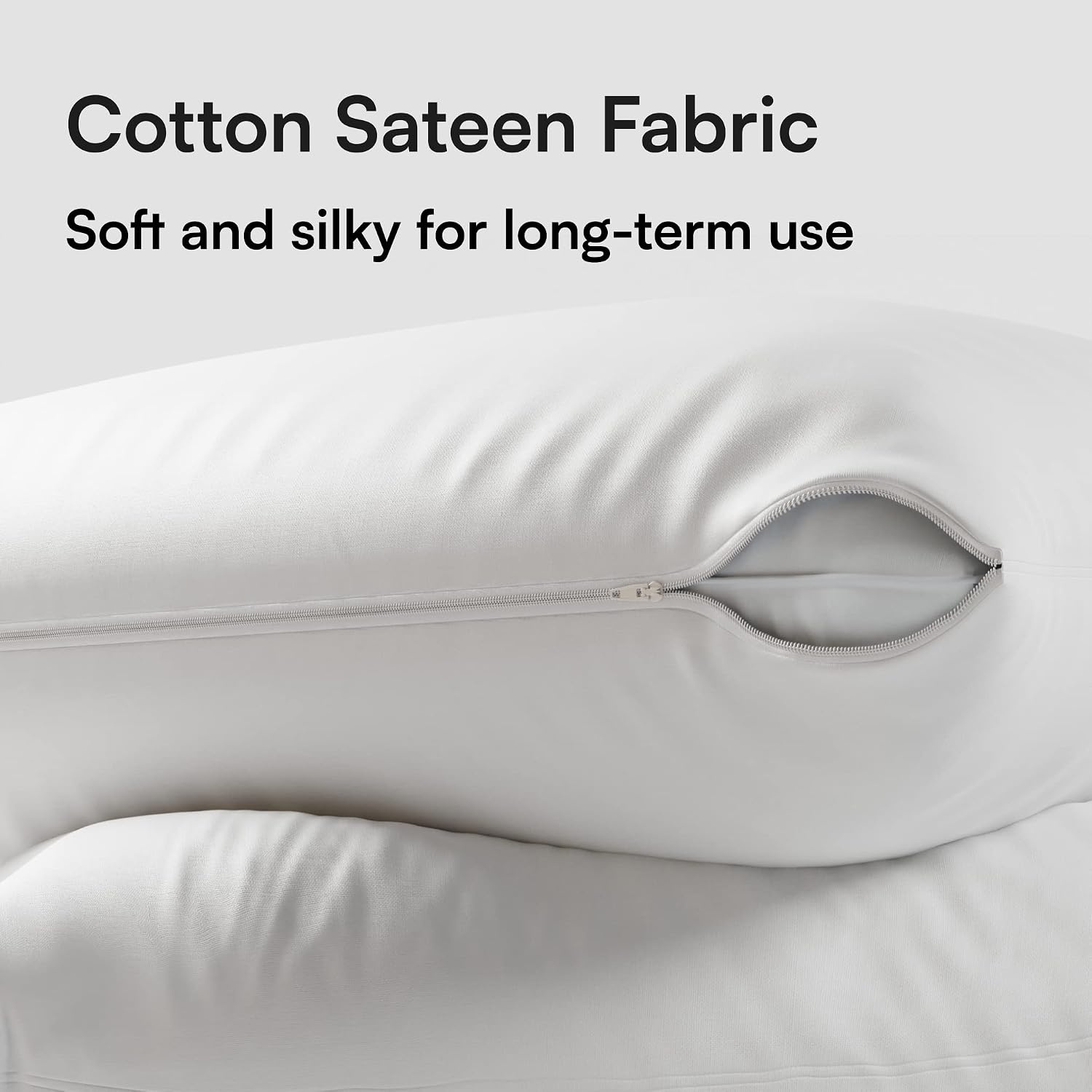 image:imageNiagara 2 Pack Queen Pillow Protectors with Zipper Premium Cotton Sateen Blend Tight Weave Lab Tested Non Noisy Zip Covers Breathable Non Crinky 20x30 InchesQueen