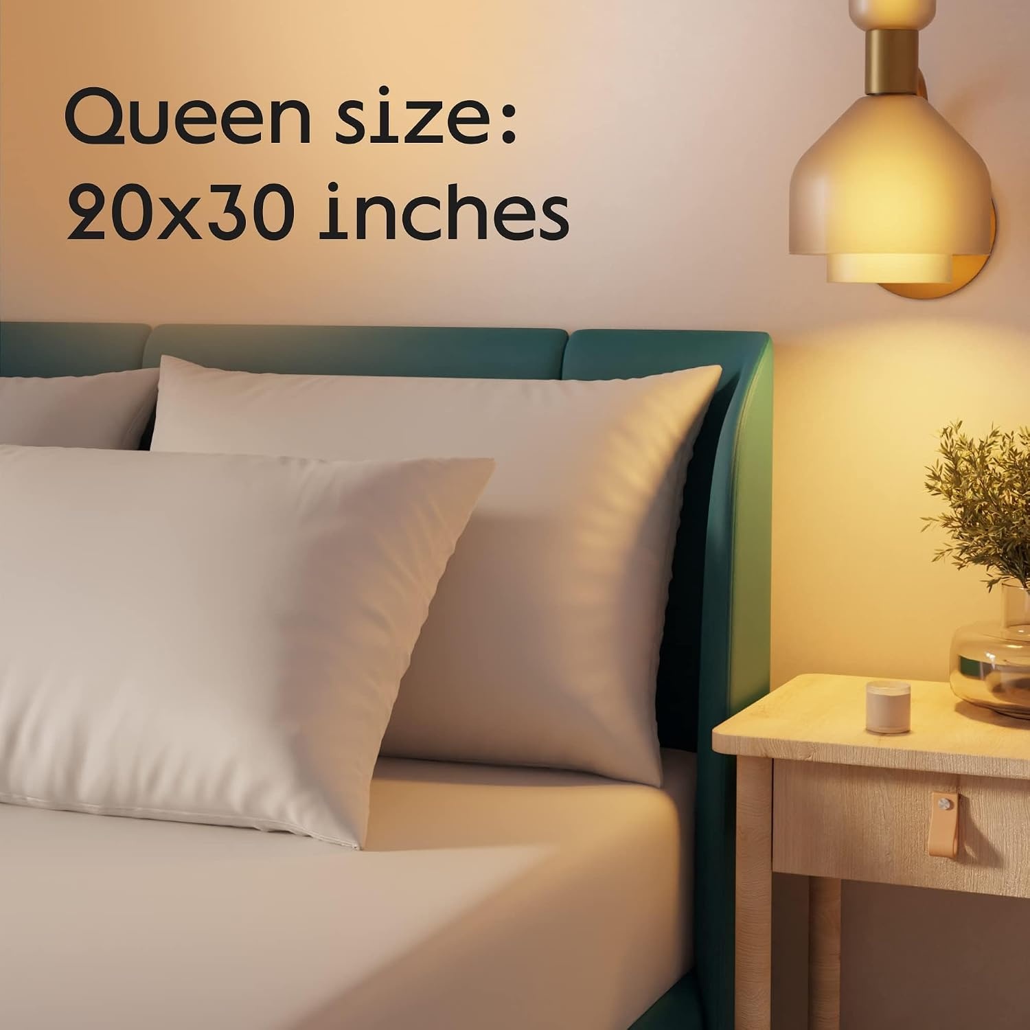 image:imageNiagara 2 Pack Queen Pillow Protectors with Zipper Premium Cotton Sateen Blend Tight Weave Lab Tested Non Noisy Zip Covers Breathable Non Crinky 20x30 InchesQueen