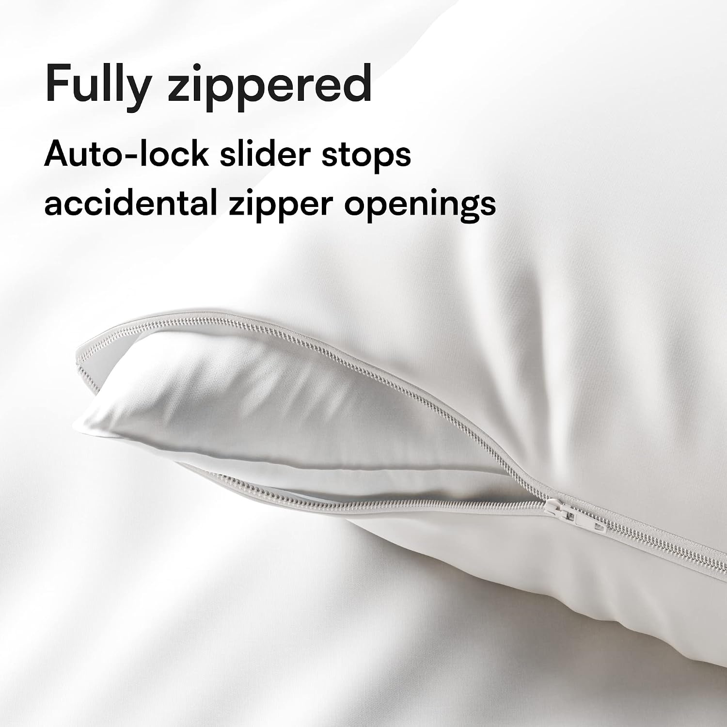 image:imageNiagara 2 Pack Standard Pillow Protectors with Zipper Premium Cotton Sateen Blend Tight Weave Lab Tested Non Noisy Zip Covers Breathable Non Crinky 20x26 InchesQueen