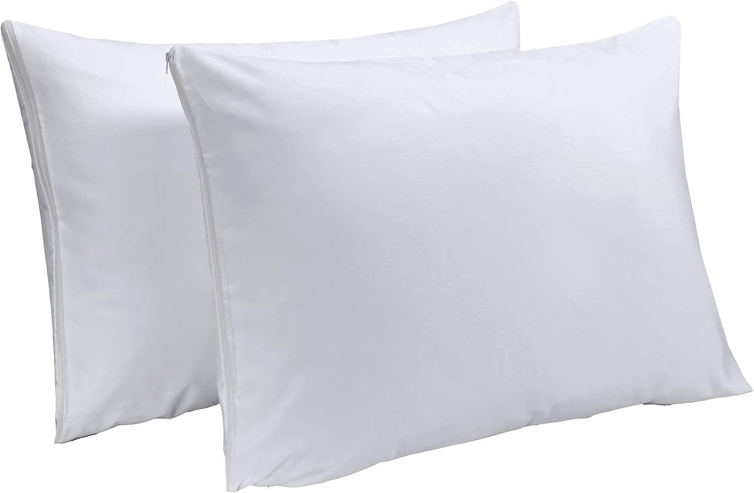 image:imageNiagara 2 Pack Standard Pillow Protectors with Zipper Premium Cotton Sateen Blend Tight Weave Lab Tested Non Noisy Zip Covers Breathable Non Crinky 20x26 InchesKing