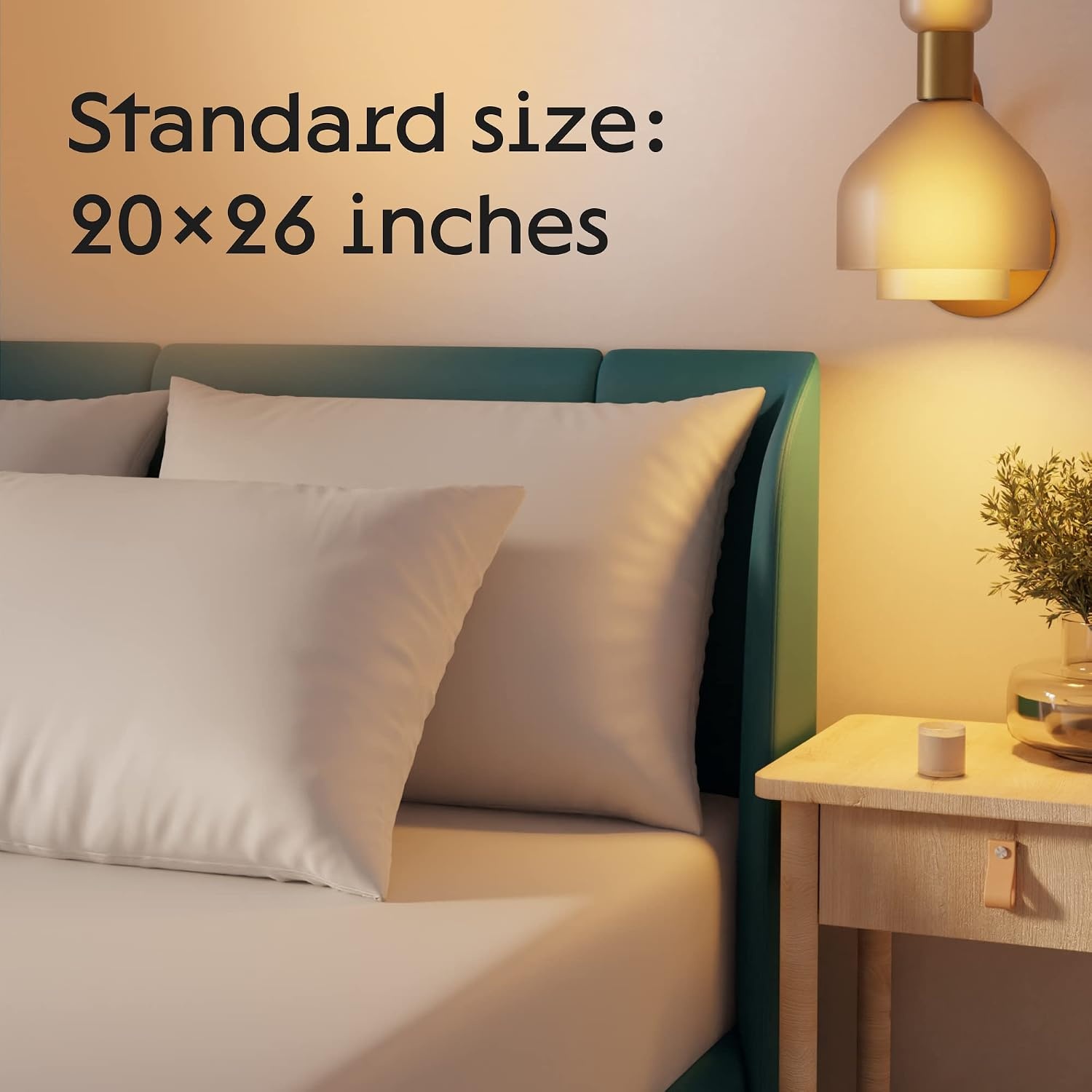 image:imageNiagara 2 Pack Standard Pillow Protectors with Zipper Premium Cotton Sateen Blend Tight Weave Lab Tested Non Noisy Zip Covers Breathable Non Crinky 20x26 InchesStandard