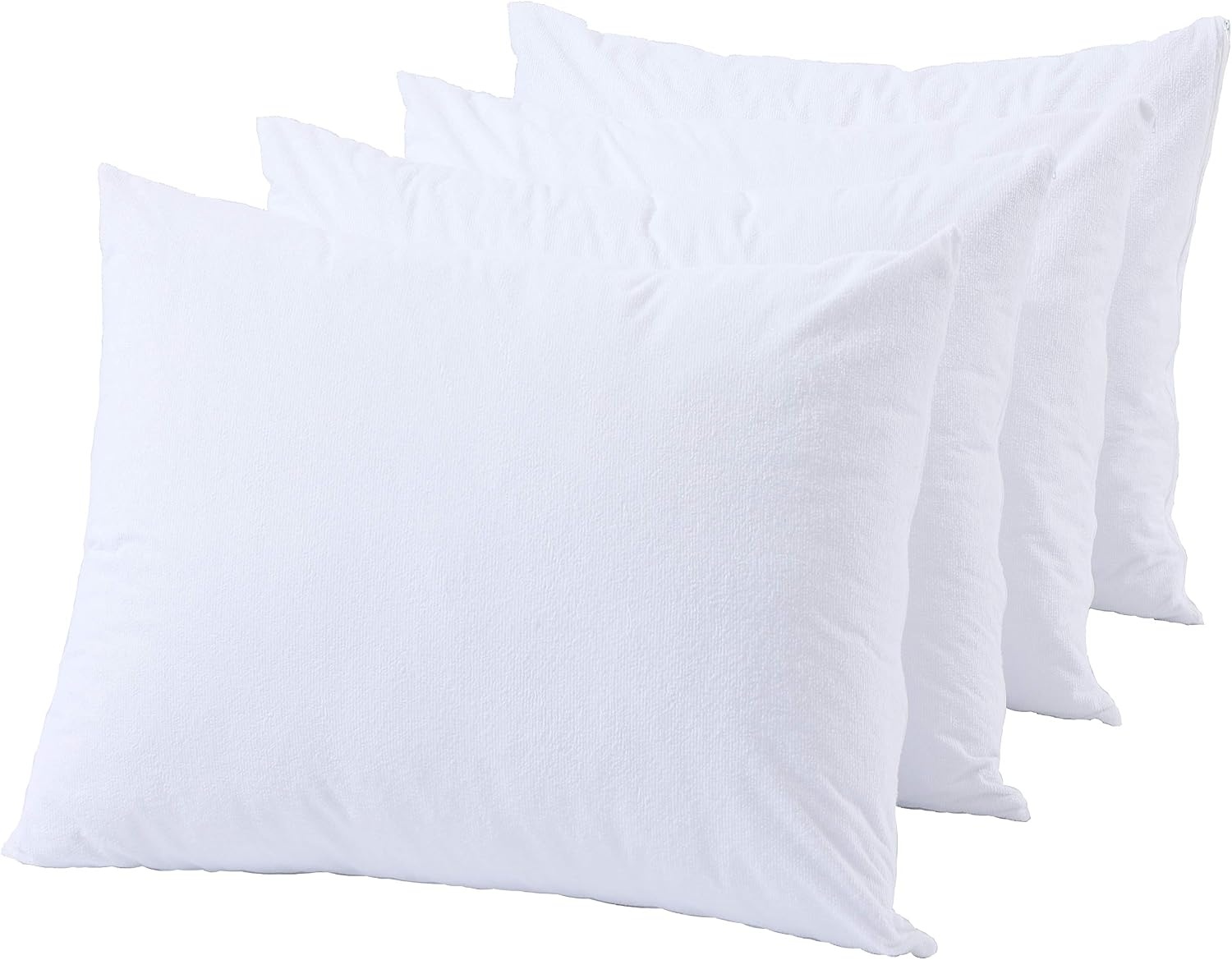 image:imageNiagara Waterproof Pillow Protectors King 4 Pack Cotton Terry 100 Waterproof Cooling Zippered Cotton White T Pillow Encasement Washable Long Life Soft BreathableQueen