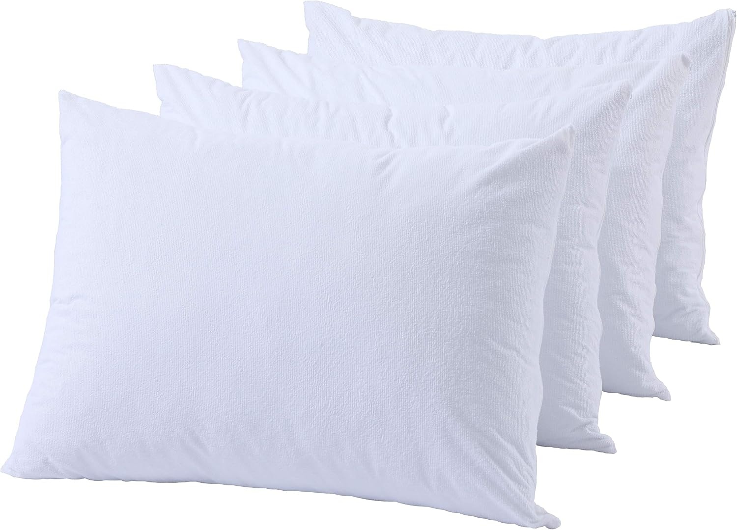 image:imageNiagara Waterproof Pillow Protectors King 4 Pack Cotton Terry 100 Waterproof Cooling Zippered Cotton White T Pillow Encasement Washable Long Life Soft BreathableQueen