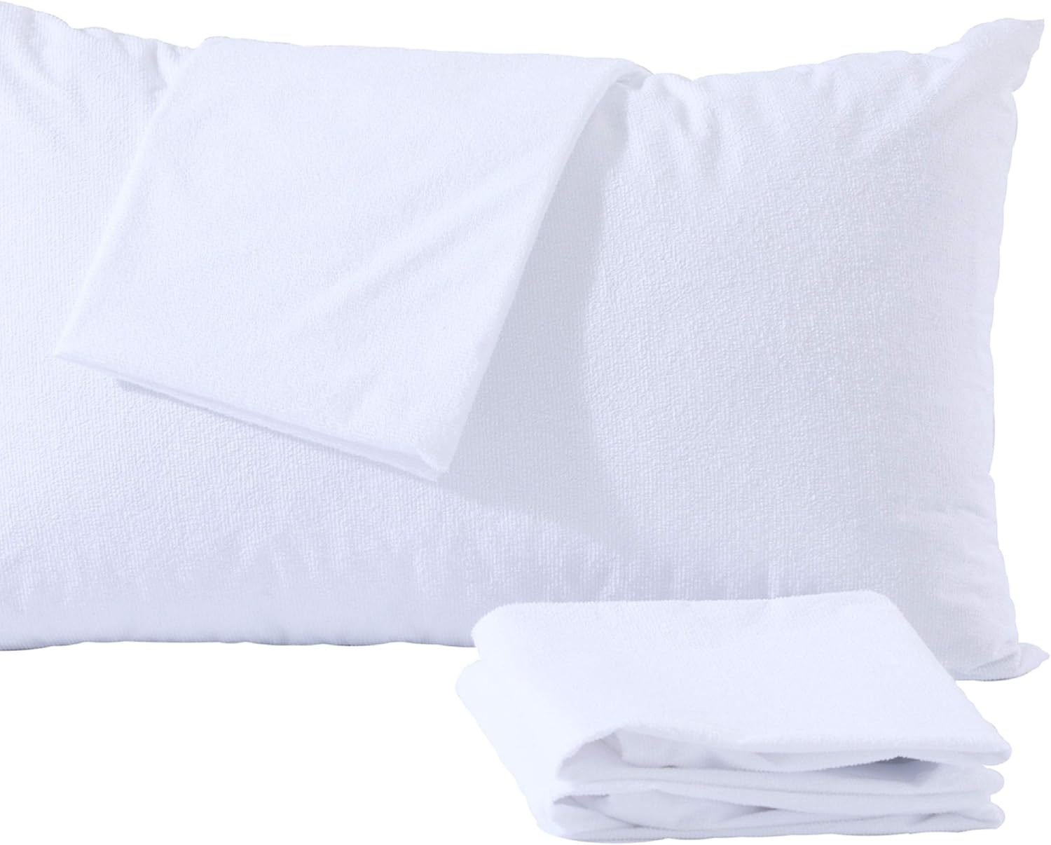 image:imageNiagara Waterproof Pillow Protectors King 4 Pack Cotton Terry 100 Waterproof Cooling Zippered Cotton White T Pillow Encasement Washable Long Life Soft BreathableKing