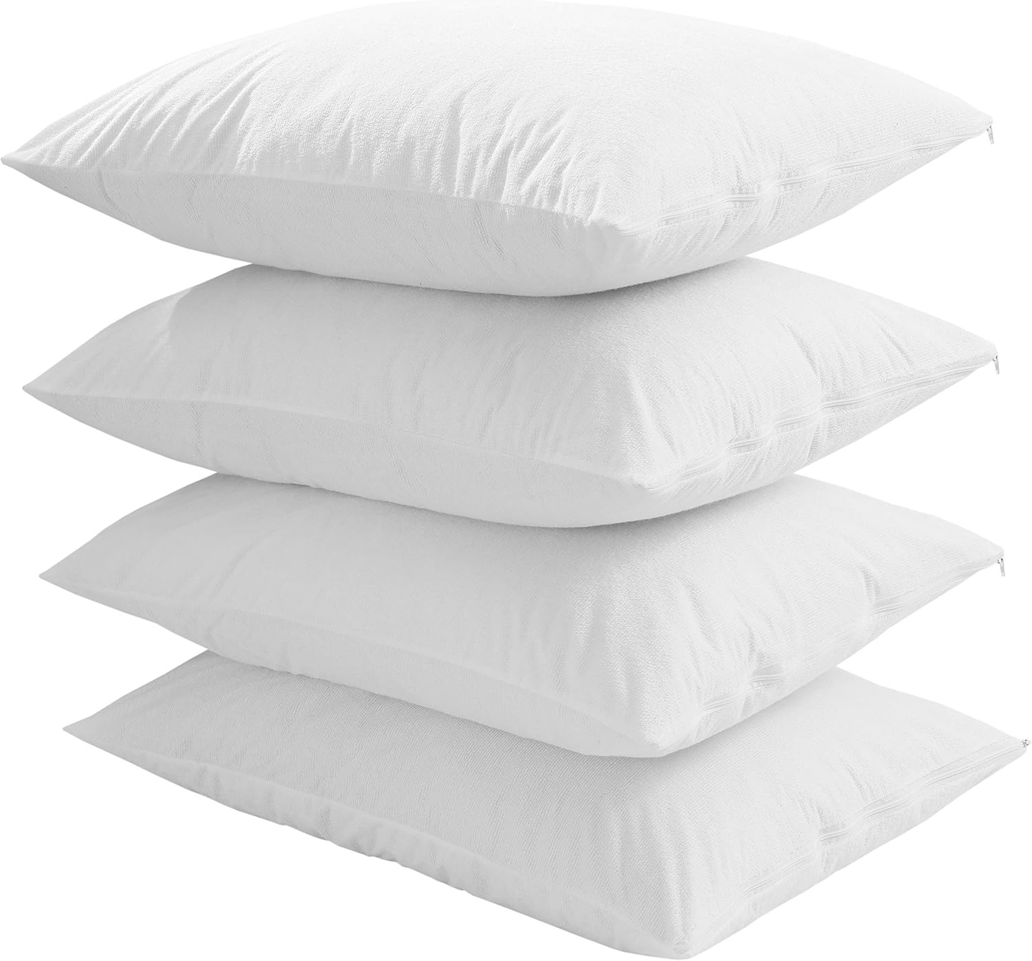 image:imageNiagara Waterproof Pillow Protectors King 4 Pack Cotton Terry 100 Waterproof Cooling Zippered Cotton White T Pillow Encasement Washable Long Life Soft BreathableQueen