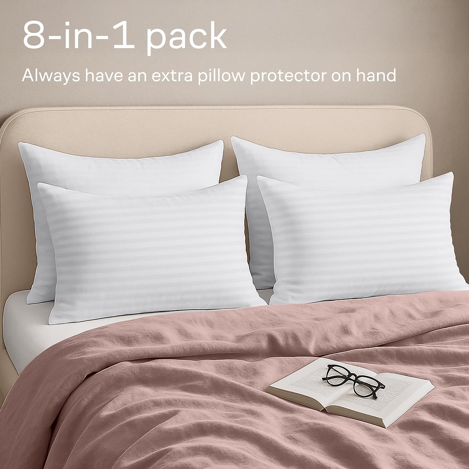 image:imageSet of 4 Pillow Protectors with Zipper King Size 100 Resistant to Stains Dust amp Dirt Washable Covers for Increased Pillow LifespanKing