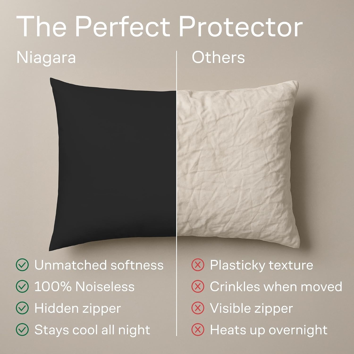 image:imageUltra Soft Pillow Protectors with Zipper Queen Size Set of 4 WhiteBlack