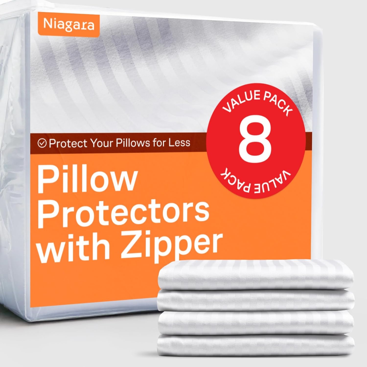 image:imageUltra Soft Pillow Protectors with Zipper Queen Size Set of 4 WhiteDark White