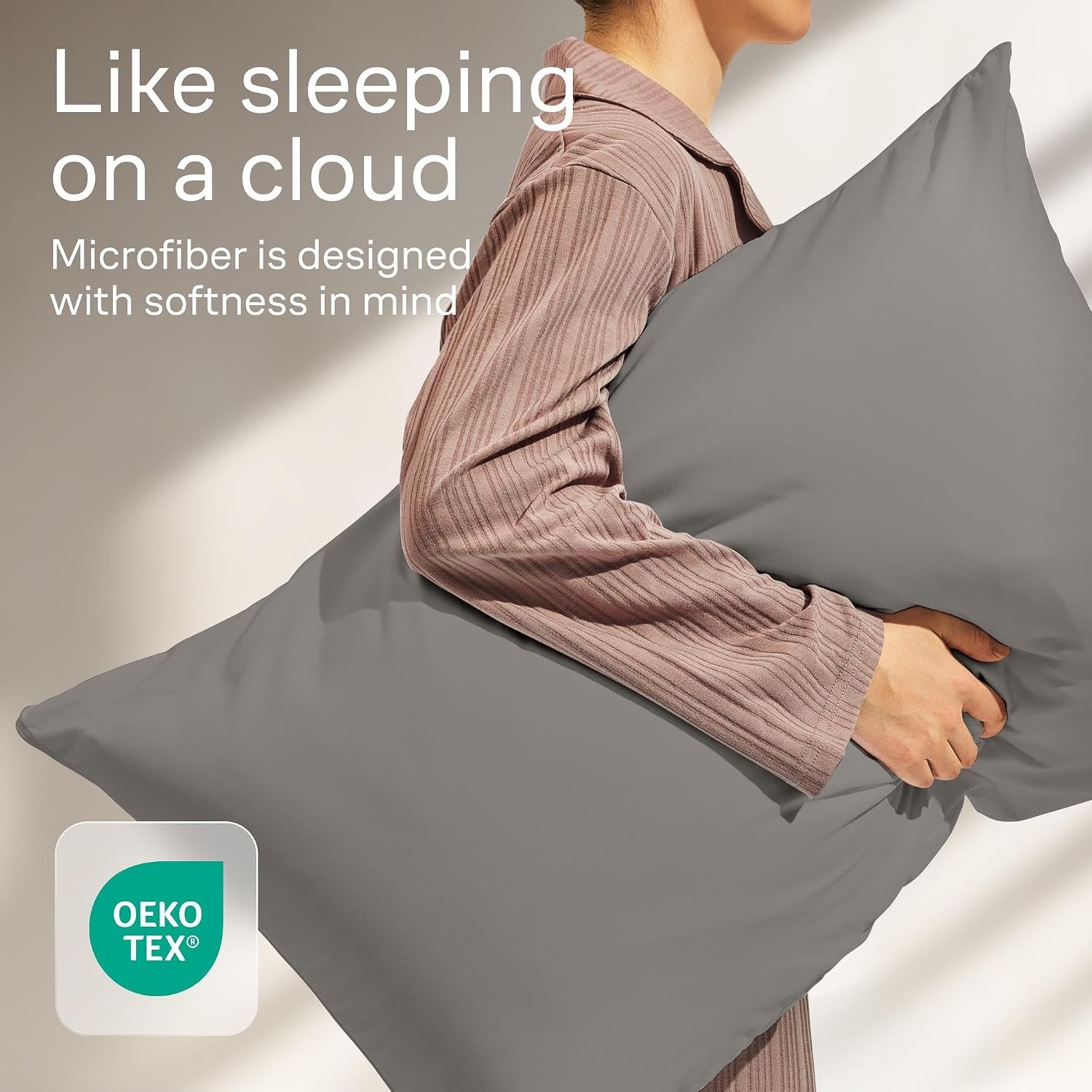 image:imageUltra Soft Pillow Protectors with Zipper Queen Size Set of 4 WhiteGray