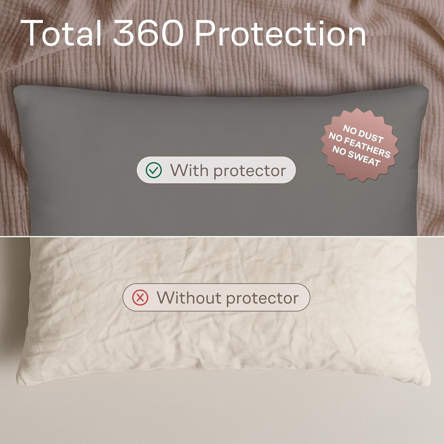 image:imageUltra Soft Pillow Protectors with Zipper Queen Size Set of 4 WhiteGray