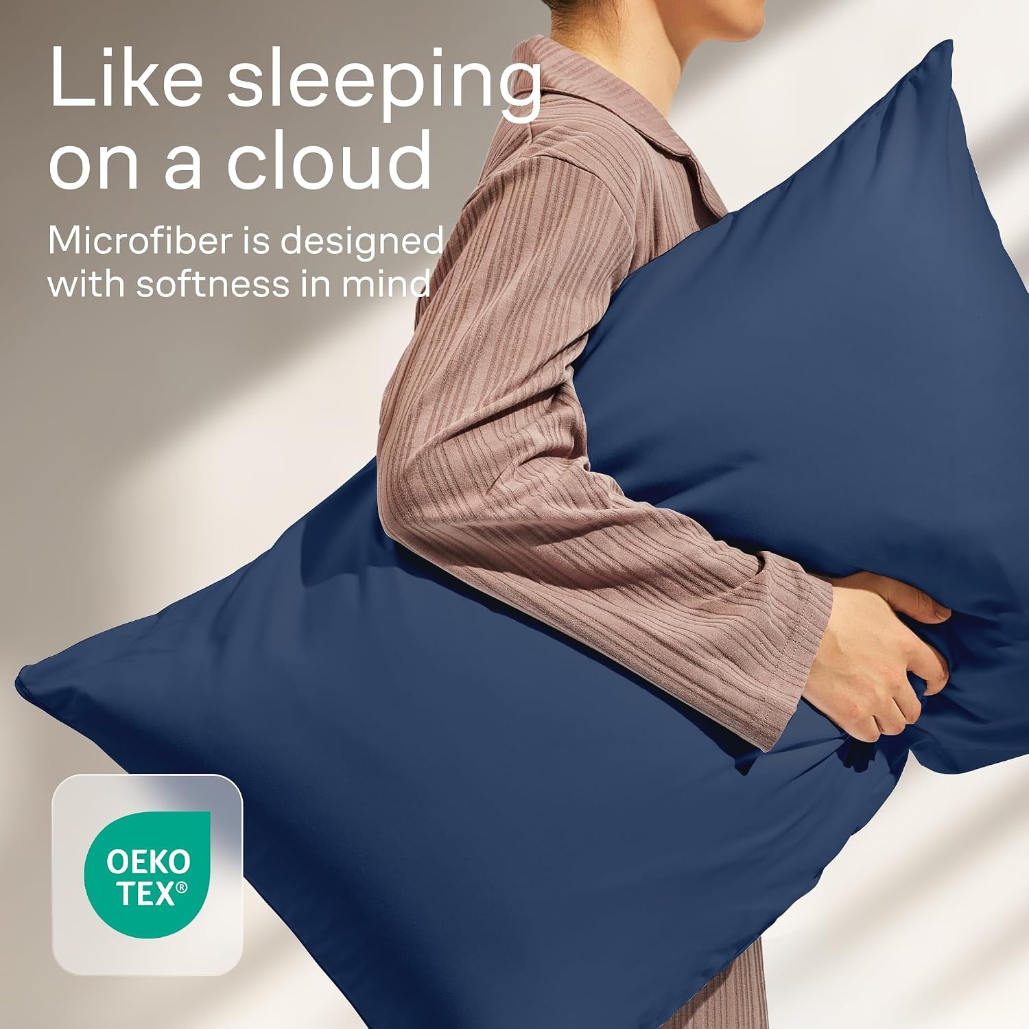 image:imageUltra Soft Pillow Protectors with Zipper Queen Size Set of 4 WhiteNavy Blue