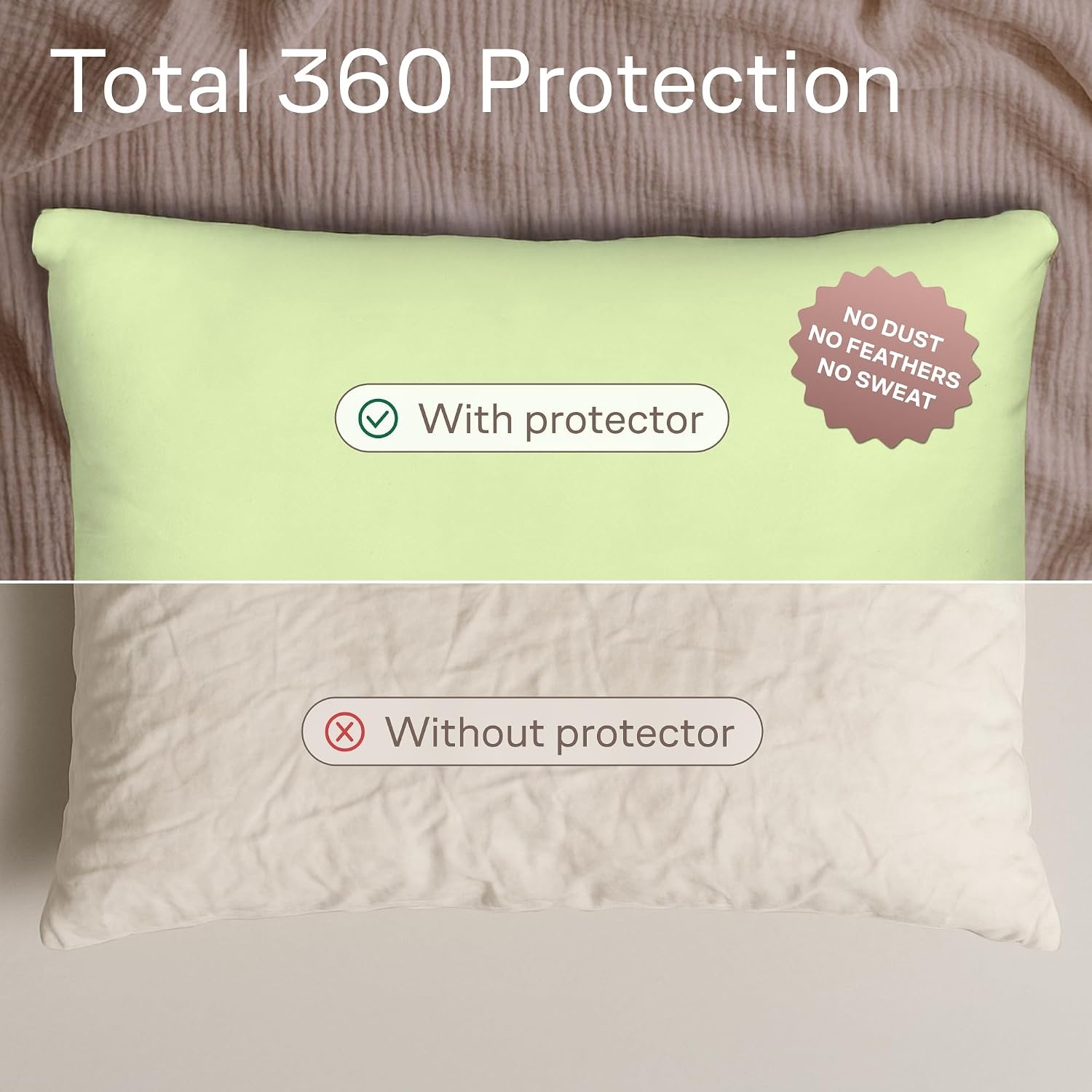 image:imageUltra Soft Pillow Protectors with Zipper Queen Size Set of 4 WhiteSage