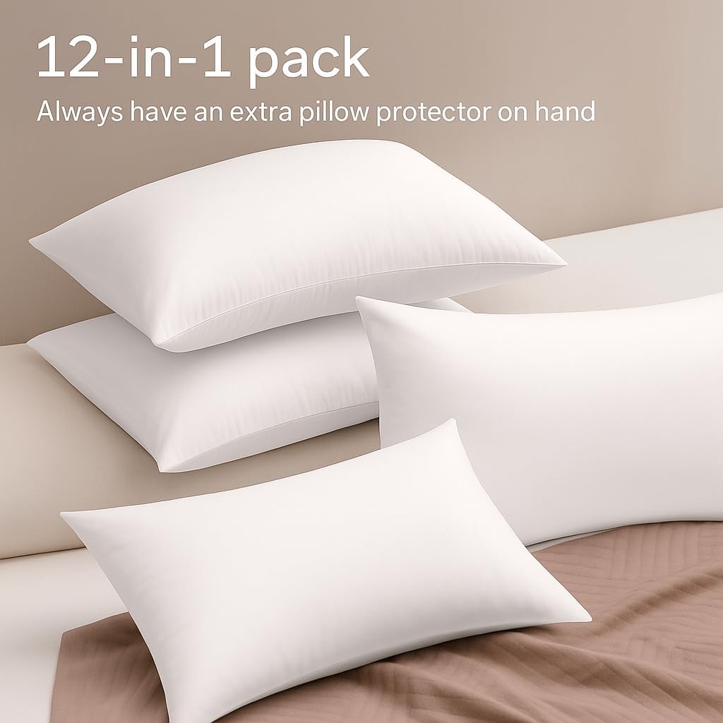 image:imageUltra Soft Pillow Protectors with Zipper Queen Size Set of 4 WhiteWhite