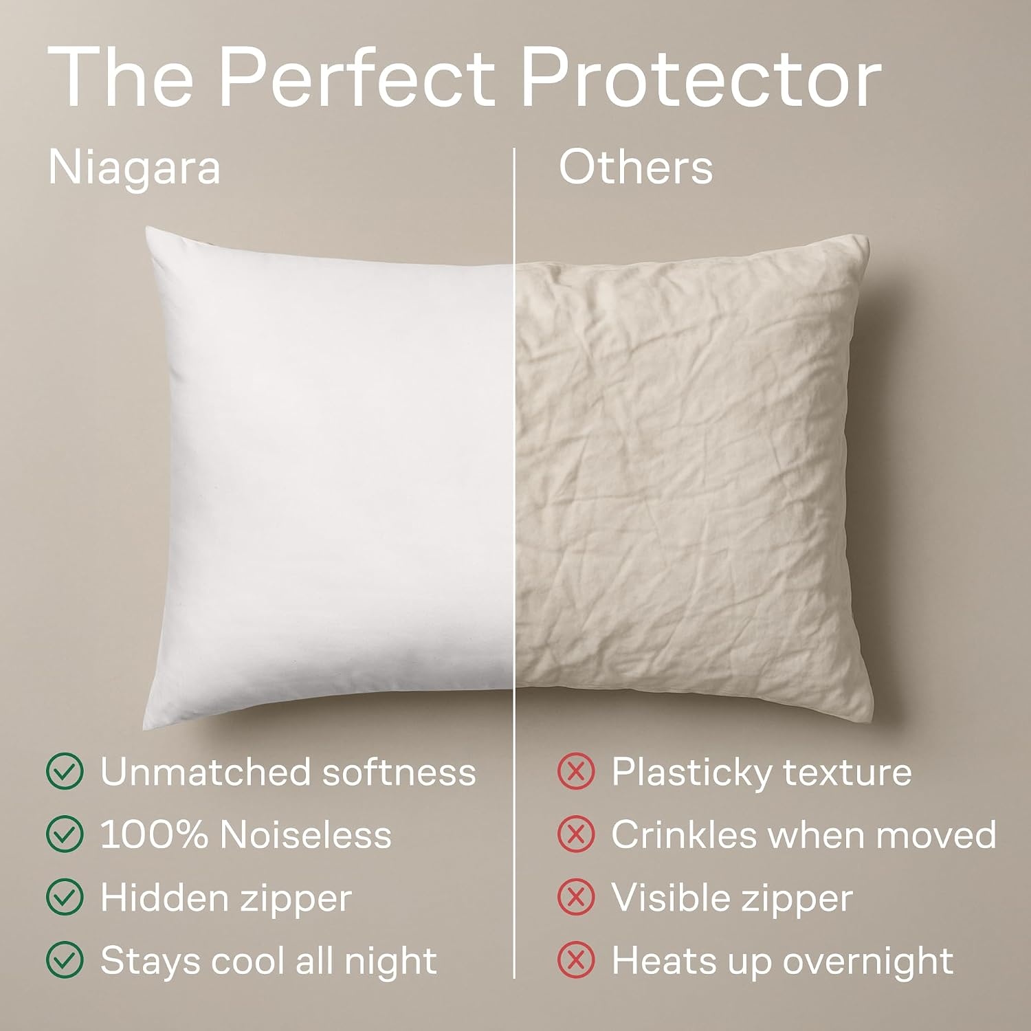 image:imageUltra Soft Pillow Protectors with Zipper Queen Size Set of 4 WhiteWhite