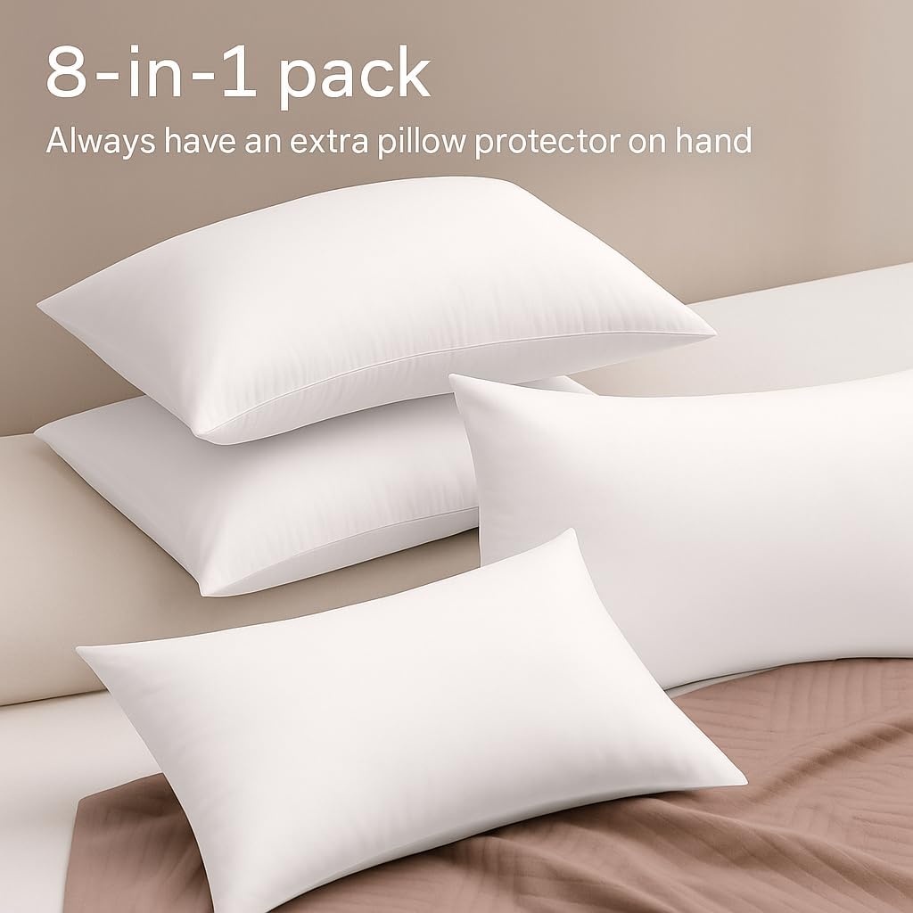 image:imageUltra Soft Pillow Protectors with Zipper Queen Size Set of 4 WhiteWhite