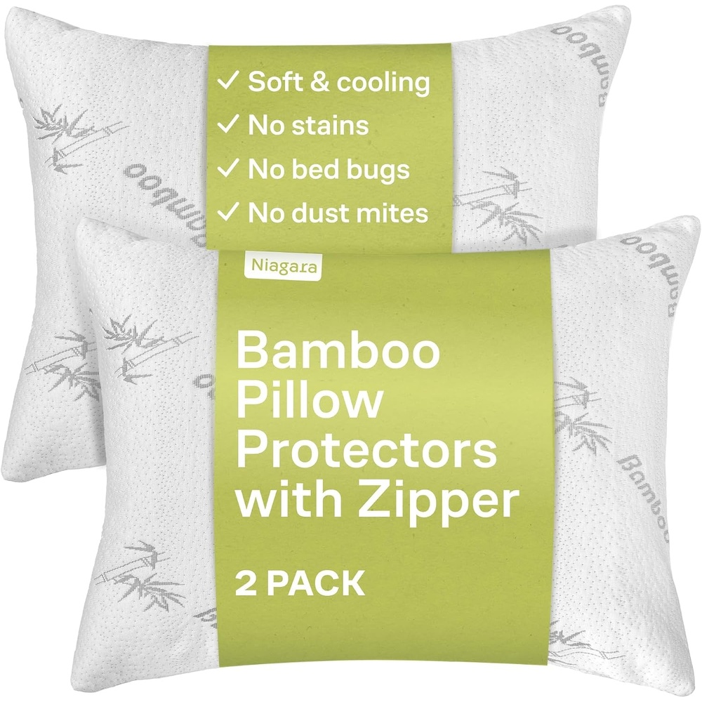 image:imageCloudLike Pillow Protectors with Zipper King Size Breathable Cooling Pillow Covers for Hot Sleeprers 100 Resistant to Stains Dust amp Dirt Green 2Pack2pack White