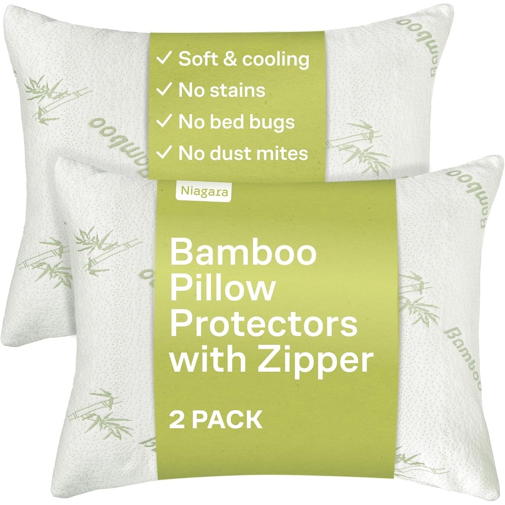 image:imageCloudLike Pillow Protectors with Zipper King Size Breathable Cooling Pillow Covers for Hot Sleeprers 100 Resistant to Stains Dust amp Dirt Green 2PackGreen