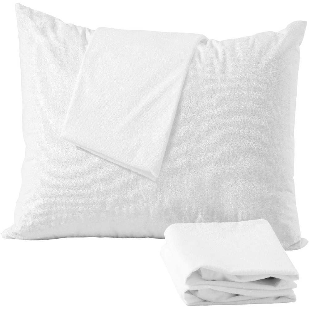 image:imageNiagara Waterproof Pillow Protectors King 4 Pack Cotton Terry 100 Waterproof Cooling Zippered Cotton White T Pillow Encasement Washable Long Life Soft BreathableQueen
