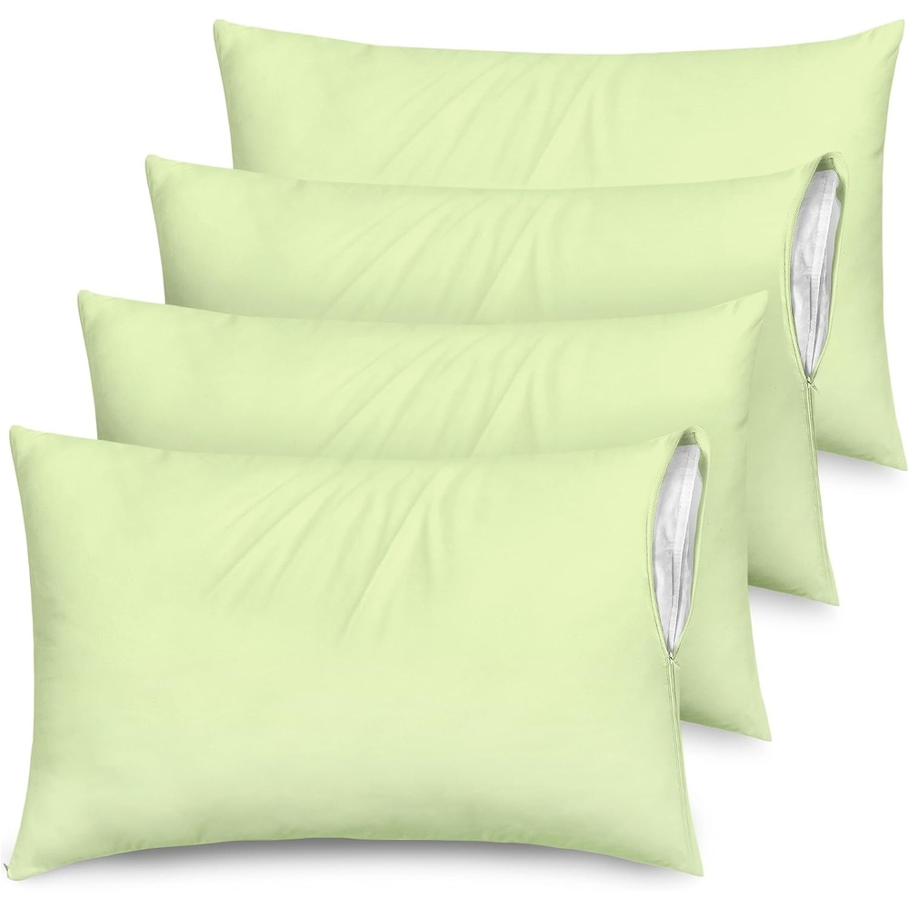 image:imageUltra Soft Pillow Protectors with Zipper Queen Size Set of 4 WhiteSage