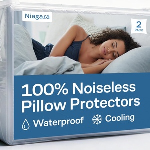 100% Waterproof Pillow Protectors Queen 20×30 Pair Zippered Pillow Case, Pillow Cover, Guaranteed Noiseless Pad, Ultra Plush Absorbent (Viscose Made from Bamboo), Green 2 Pack(White)