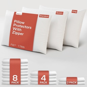 Niagara 2 Pack Standard Pillow Protectors with Zipper, Premium Cotton Sateen Blend Tight Weave Lab Tested Non Noisy Zip Covers Breathable Non Crinky (20×26 Inches)(Queen)