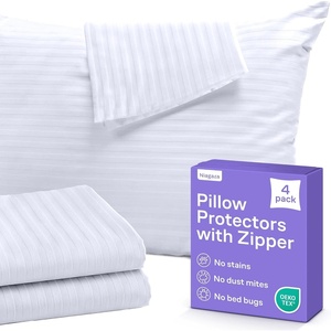 Set of 8 Pillow Protectors with Zipper King Size – 100% Resistant to Stains, Dust & Dirt – Washable Covers for Increased Pillow Lifespan(Standard)