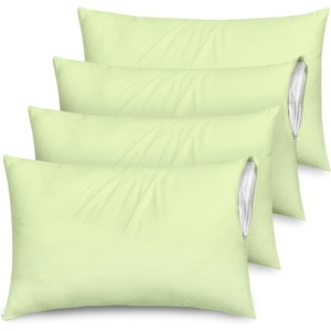 Ultra Soft Pillow Protectors with Zipper – Queen Size – Set of 4 – White(Sage)