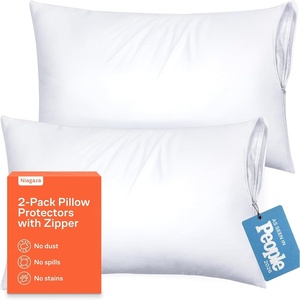 Ultra Soft Pillow Protectors with Zipper – Queen Size – Set of 4 – White(White)